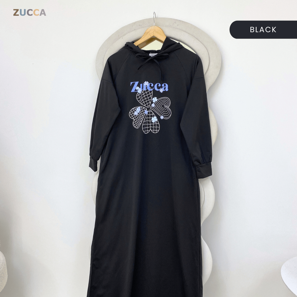 ZUCCA DAIYA GRAPHIC HOODIE LONG DRESS-MA223