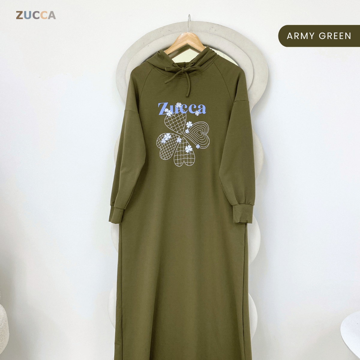 ZUCCA DAIYA GRAPHIC HOODIE LONG DRESS-MA223