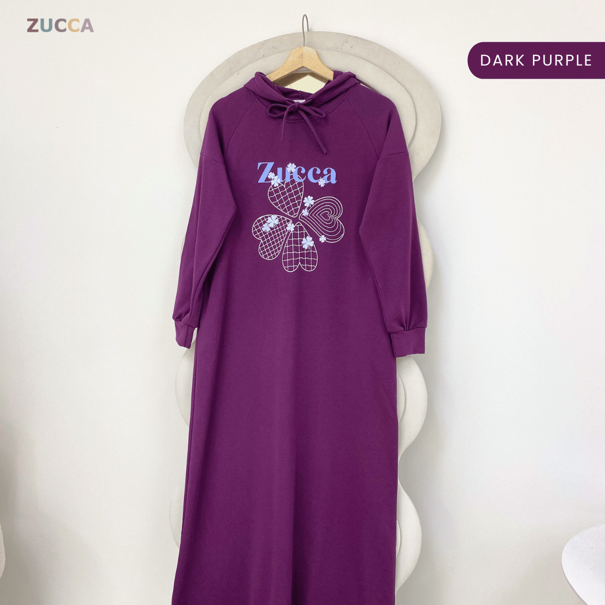 ZUCCA DAIYA GRAPHIC HOODIE LONG DRESS-MA223