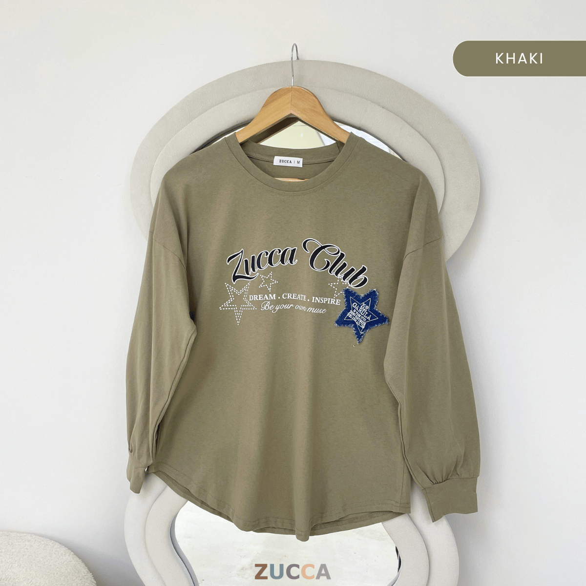 ZUCCA HAYFA STAR CLUB OVERSIZED LONG SLEEVE TOP - MA229