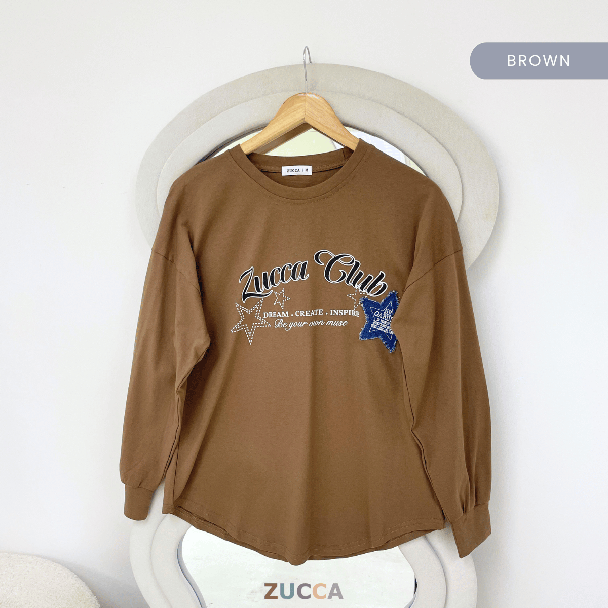 ZUCCA HAYFA STAR CLUB OVERSIZED LONG SLEEVE TOP - MA229