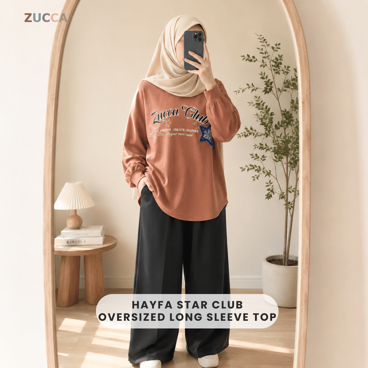 ZUCCA HAYFA STAR CLUB OVERSIZED LONG SLEEVE TOP - MA229