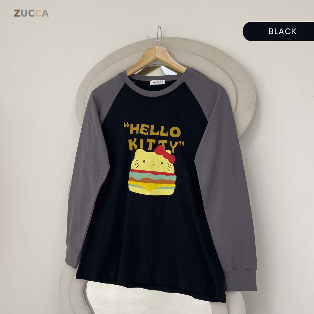 ZUCCA ABIGAIL HELLO KITTY RAGLAN LONG SLEEVE TOP -MA232