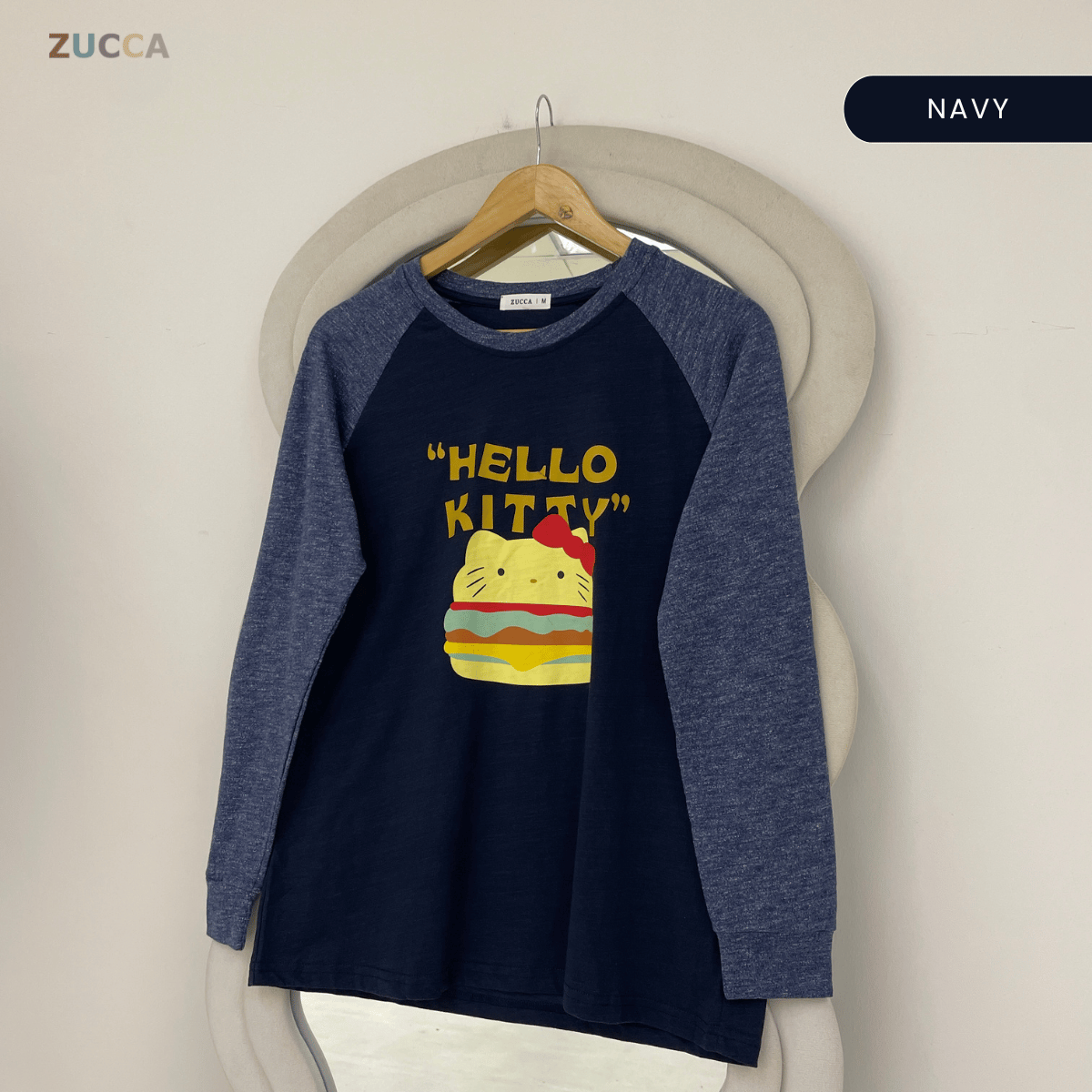 ZUCCA ABIGAIL HELLO KITTY RAGLAN LONG SLEEVE TOP -MA232