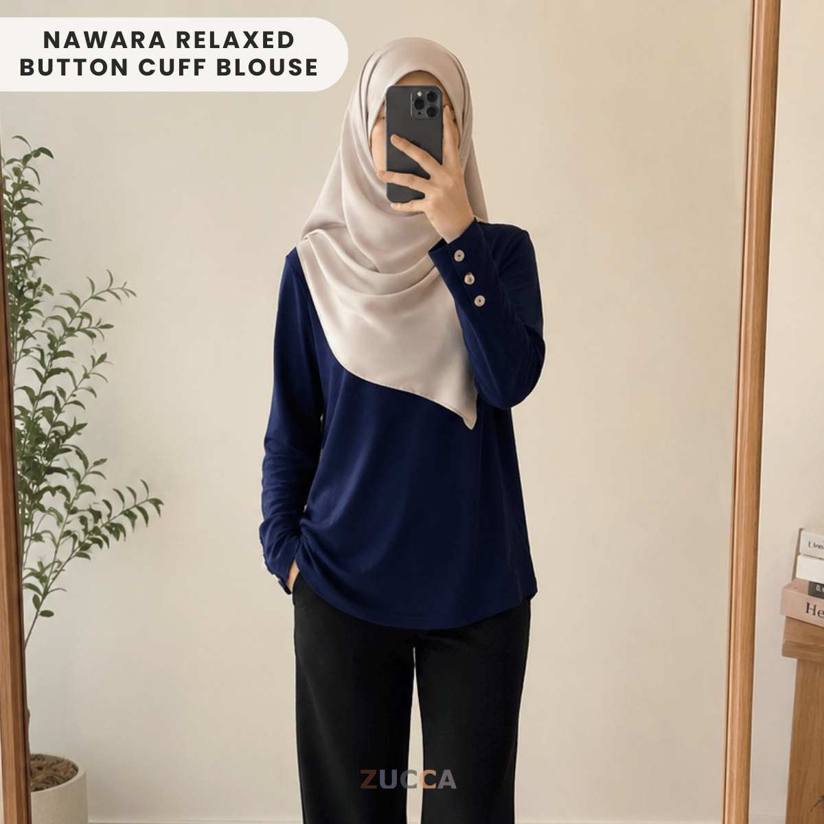 ZUCCA NAWARA RELAXED BUTTON CUFF BLOUSE-MA233