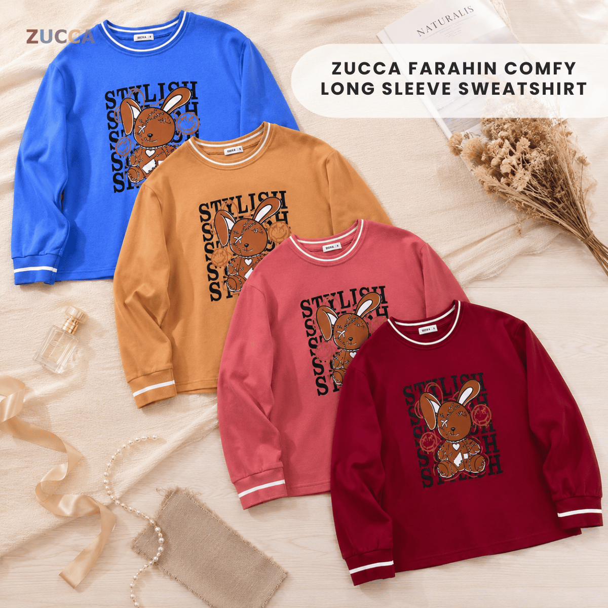 ZUCCA FARAHIN COMFY LONG SLEEVE SWEATSHIRT-MA235