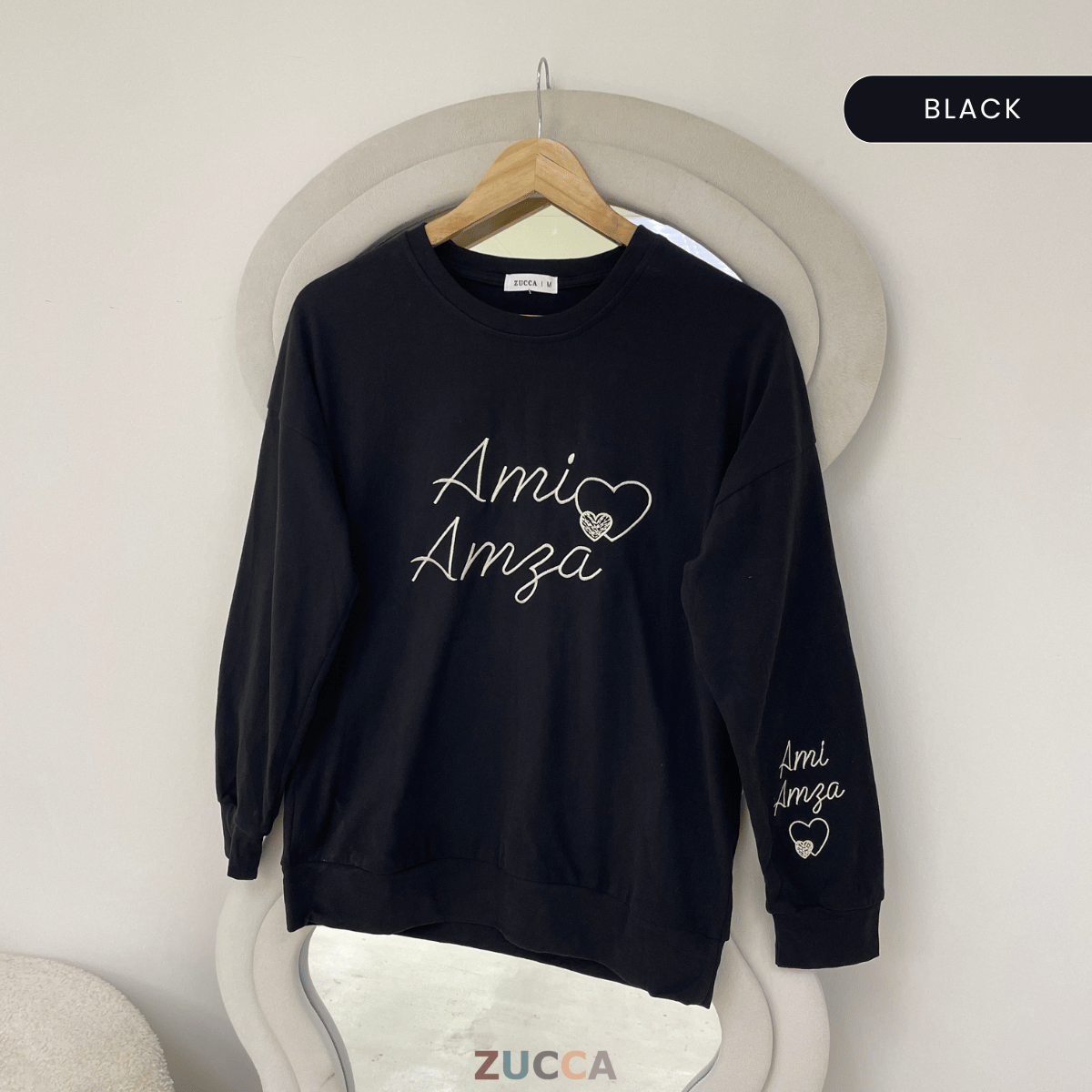 ZUCCA ATIRA LOVE EMBROIDERY LONG SLEEVE TOP- MA237