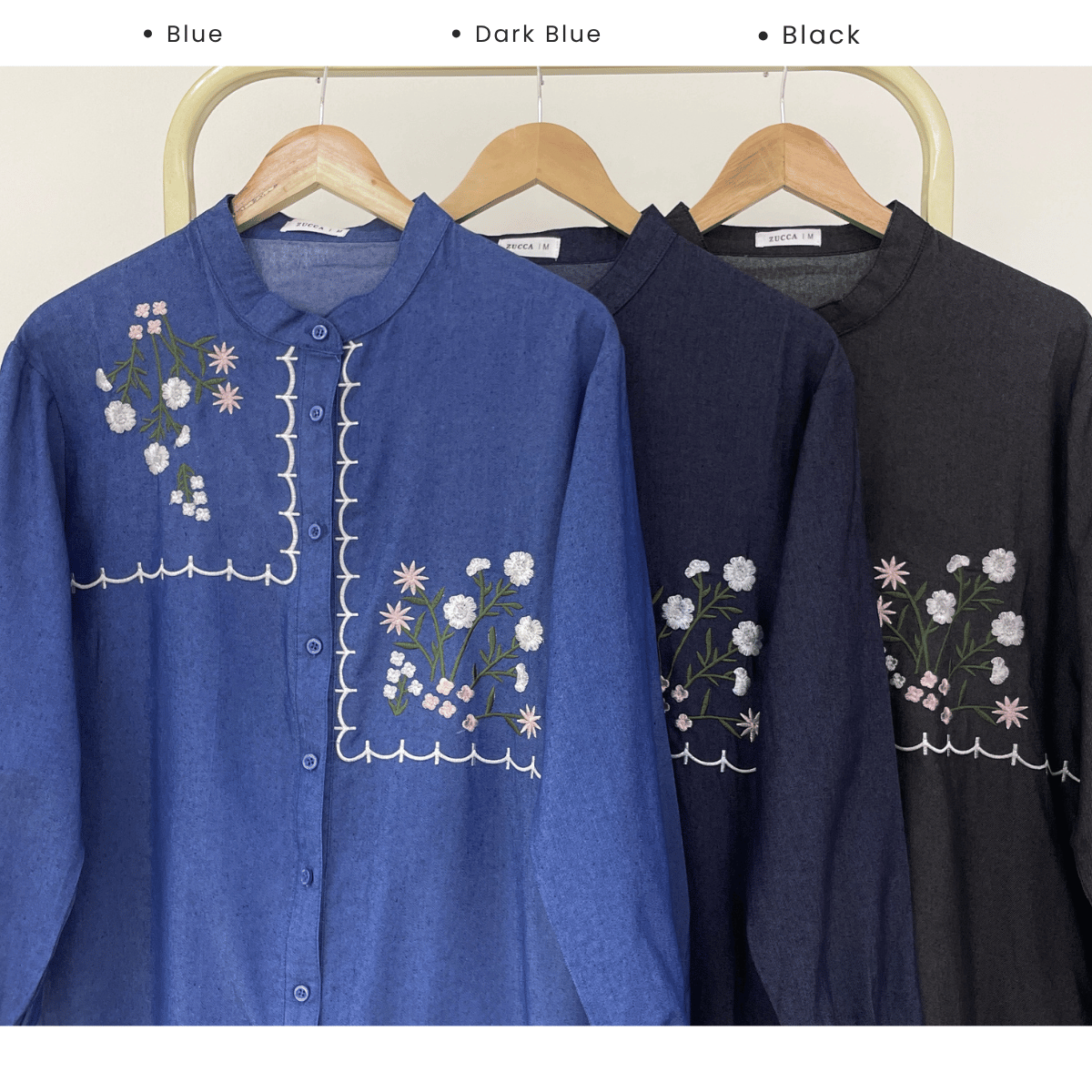 ZUCCA IZATI FLORAL EMBROIDERY DENIM TUNIC - MA238