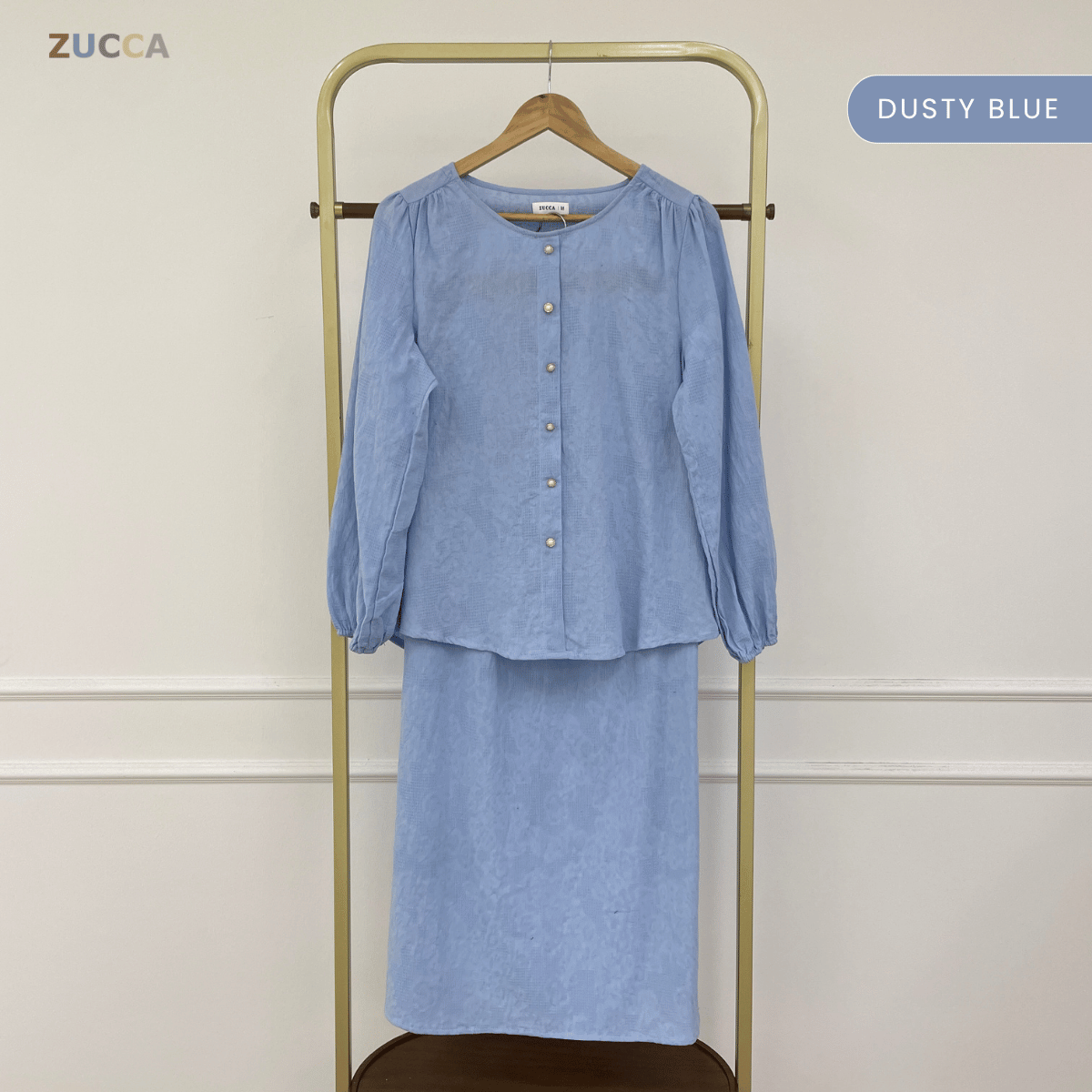 ZUCCA AILEEN PEARL BUTTON MODEST SKIRT SET – MA239