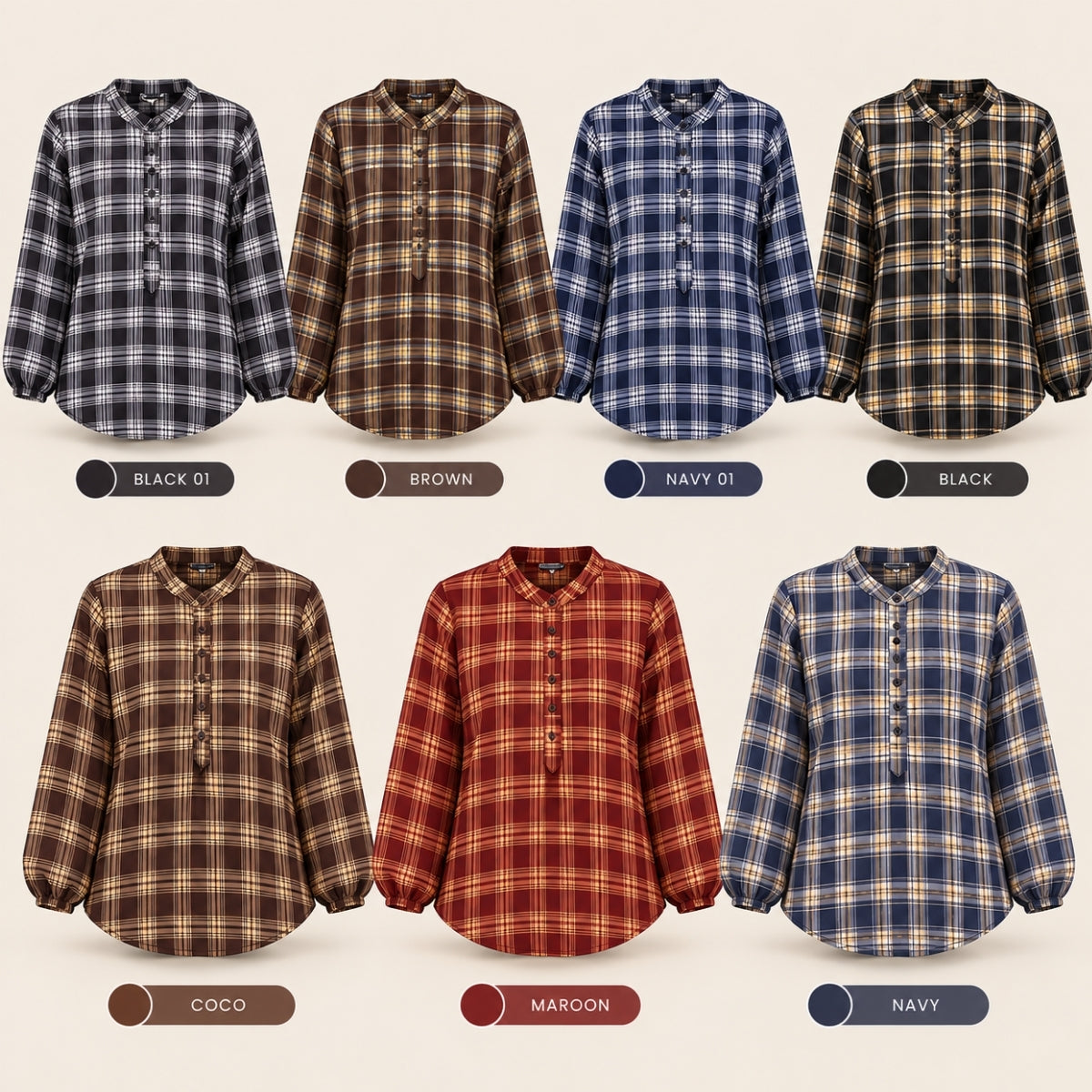 ZUCCA ZULAIKA PLAID CHECKERED LONG SLEEVE SHIRT -MA245