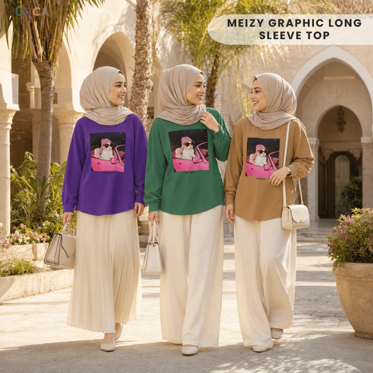 ZUCCA MEIZY GRAPHIC LONG SLEEVE TOP - MA248