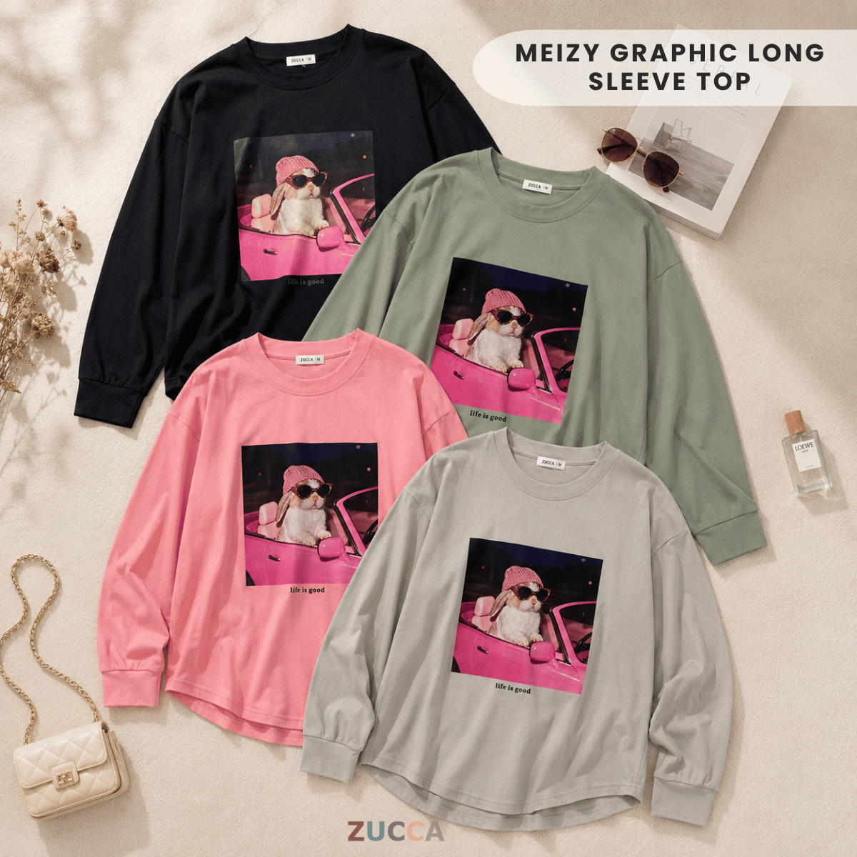 ZUCCA MEIZY GRAPHIC LONG SLEEVE TOP - MA248