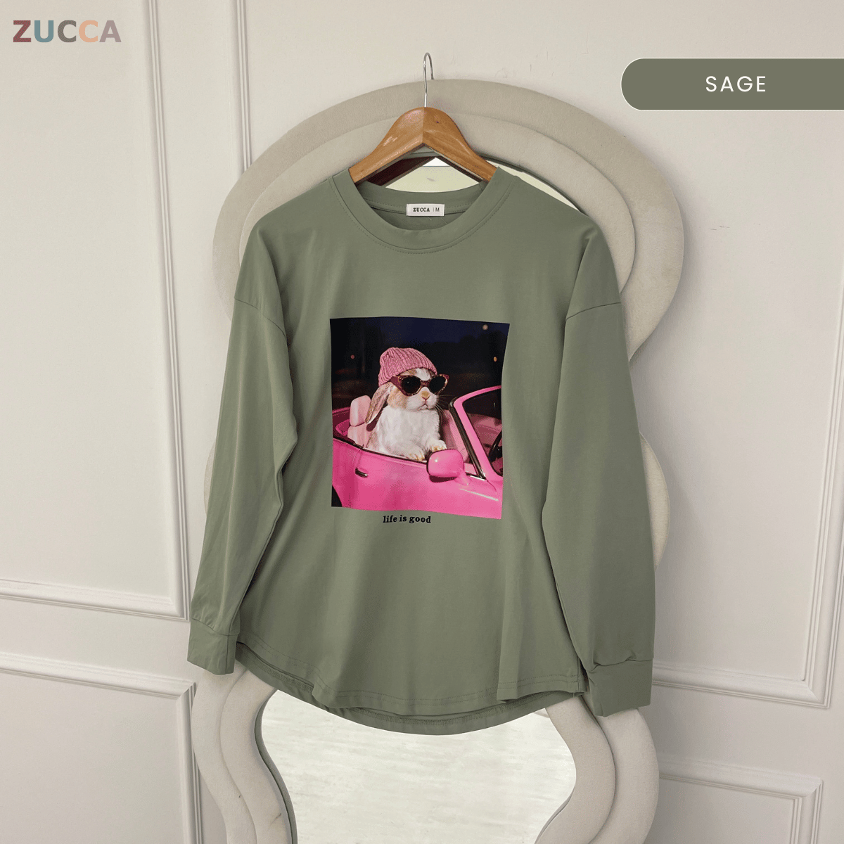 ZUCCA MEIZY GRAPHIC LONG SLEEVE TOP - MA248