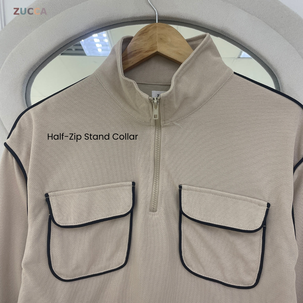 ZUCCA SABRINA WOMEN CASUAL LOUNGE SET LONG SLEEVE COLLAR TOP- MA252