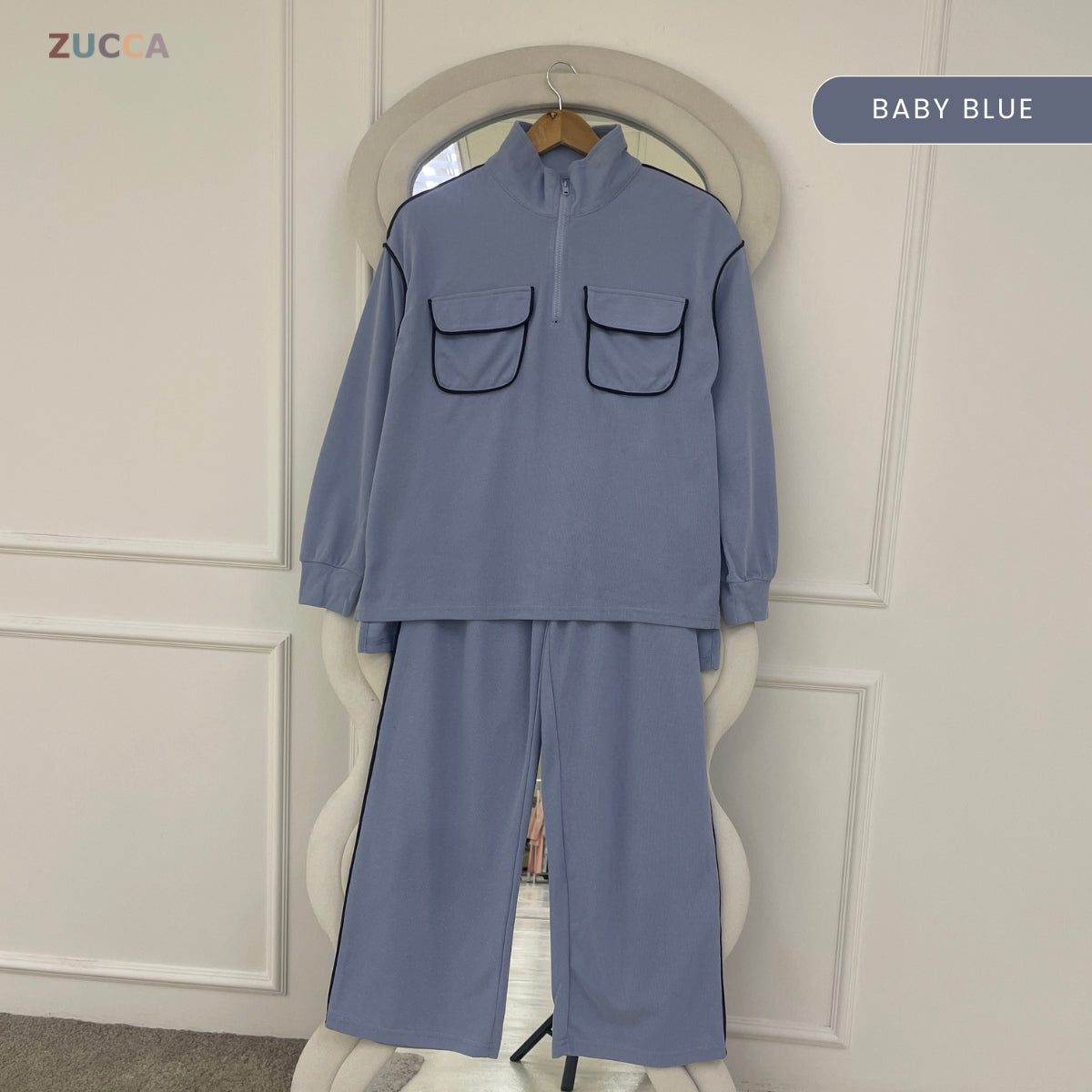 ZUCCA SABRINA WOMEN CASUAL LOUNGE SET LONG SLEEVE COLLAR TOP- MA252