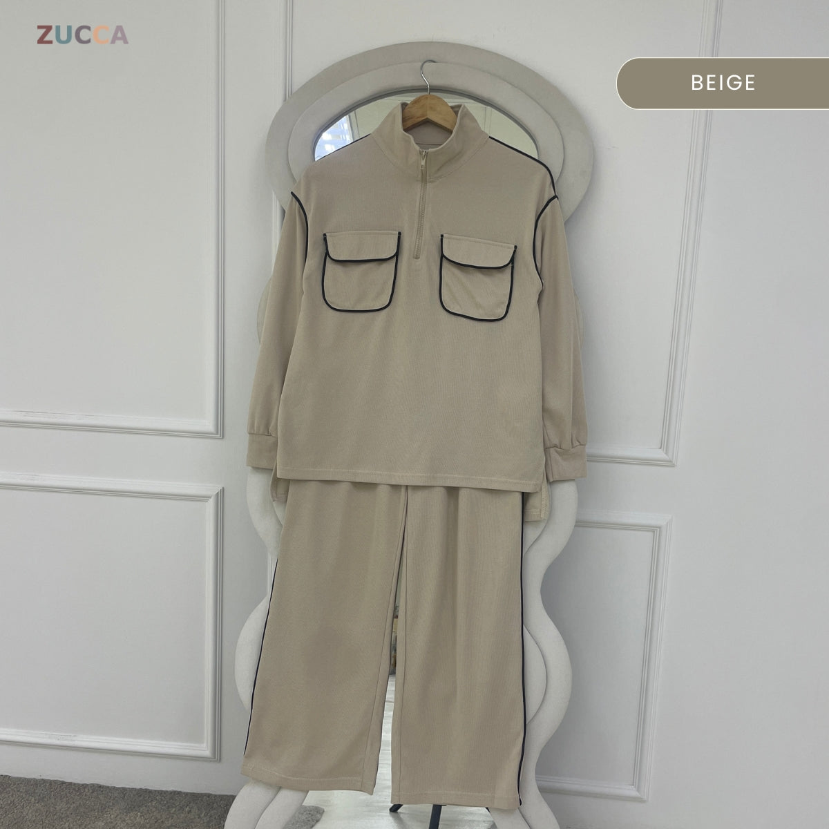 ZUCCA SABRINA WOMEN CASUAL LOUNGE SET LONG SLEEVE COLLAR TOP- MA252