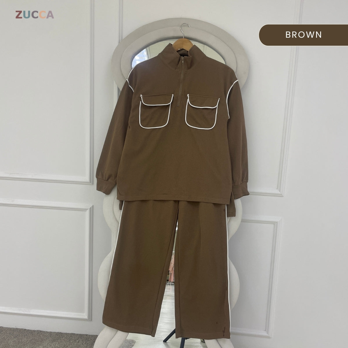 ZUCCA SABRINA WOMEN CASUAL LOUNGE SET LONG SLEEVE COLLAR TOP- MA252