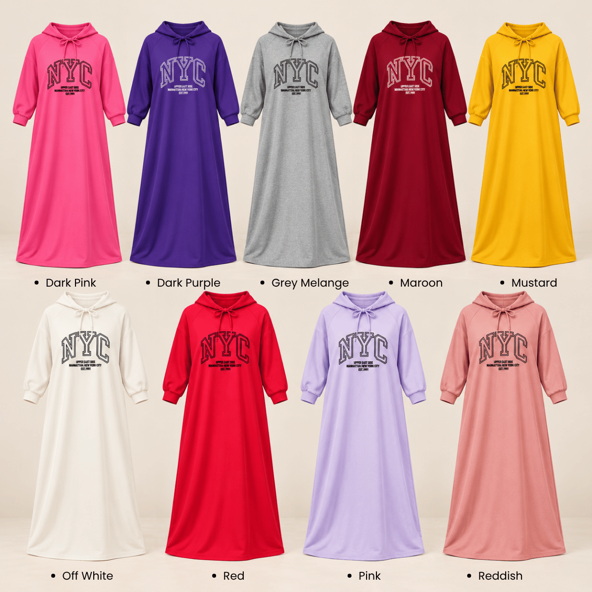 ZUCCA EXORA CASUAL SPORTY HOODIE MAXI DRESS - MA259