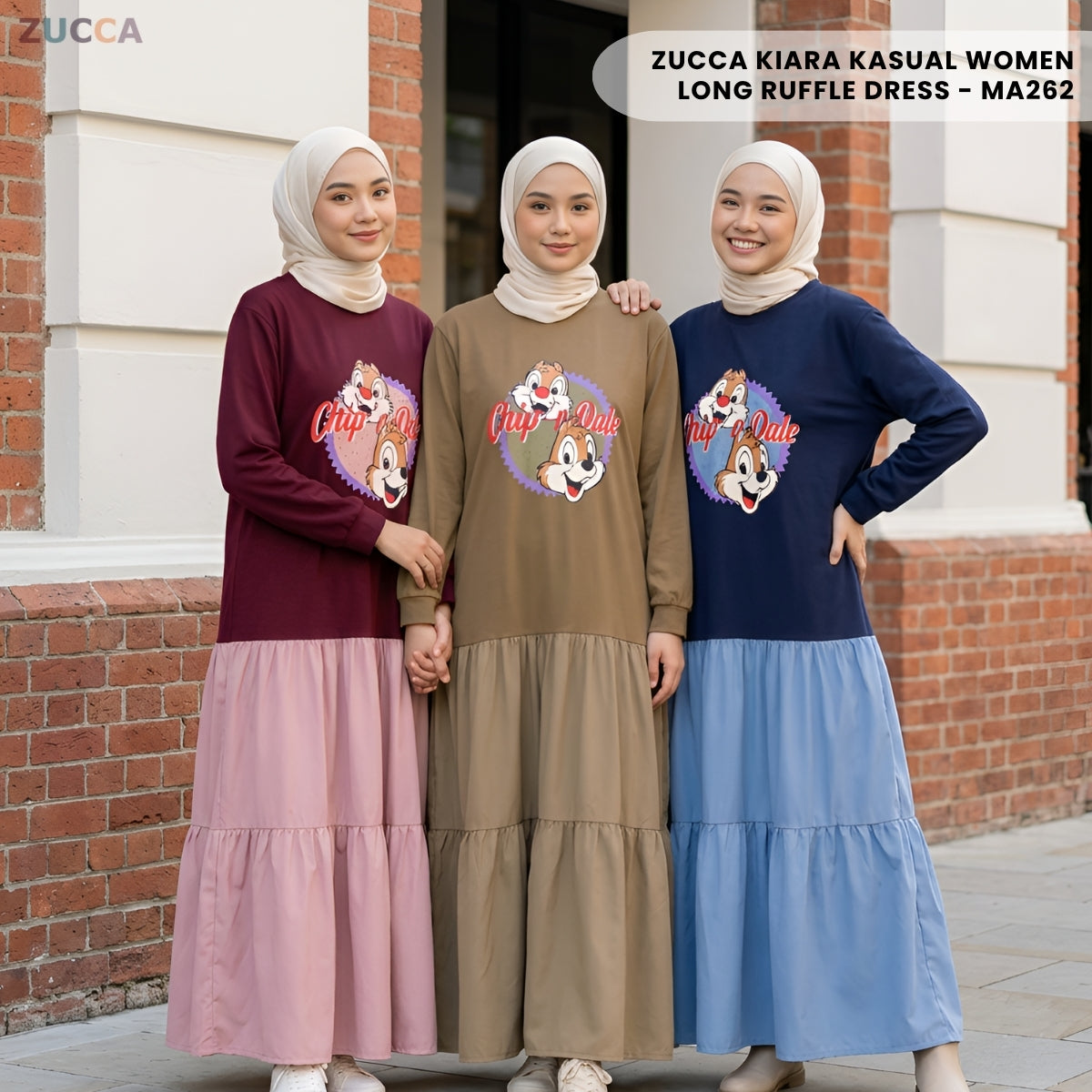 ZUCCA KIARA KASUAL WOMEN LONG RUFFLE DRESS - MA262