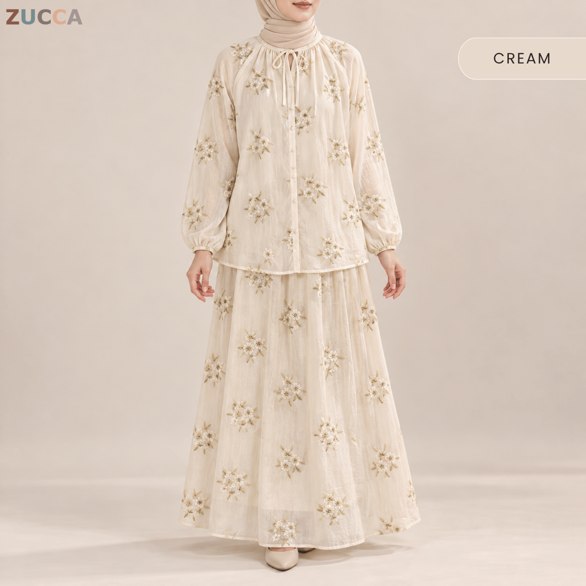 ZUCCA SURI SOFT ELEGANT EMBROIDERED SKIRT SET - MA264