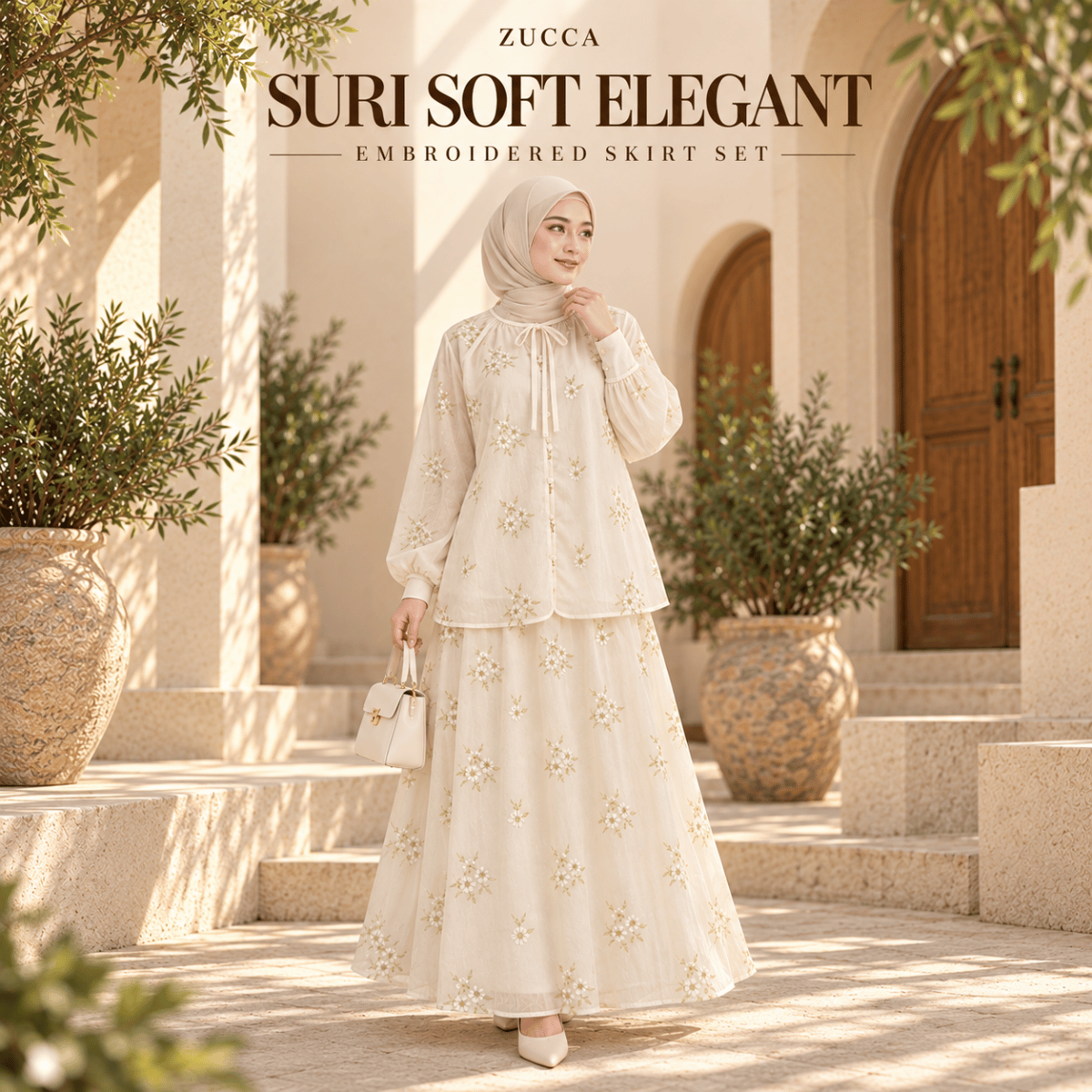 ZUCCA SURI SOFT ELEGANT EMBROIDERED SKIRT SET - MA264