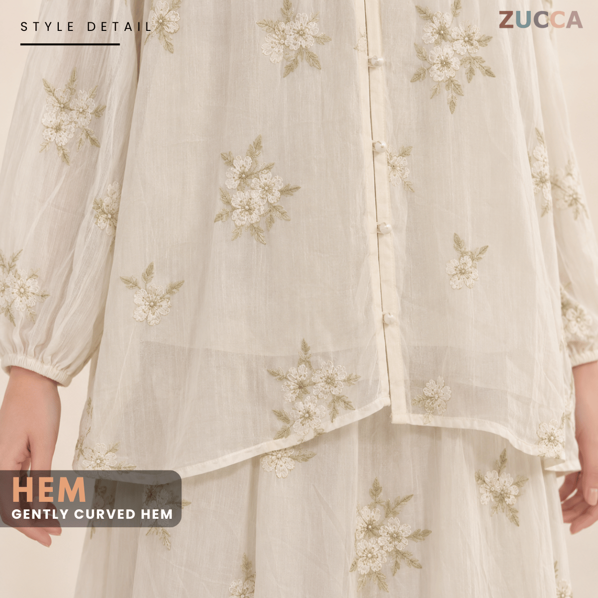 ZUCCA SURI SOFT ELEGANT EMBROIDERED SKIRT SET - MA264