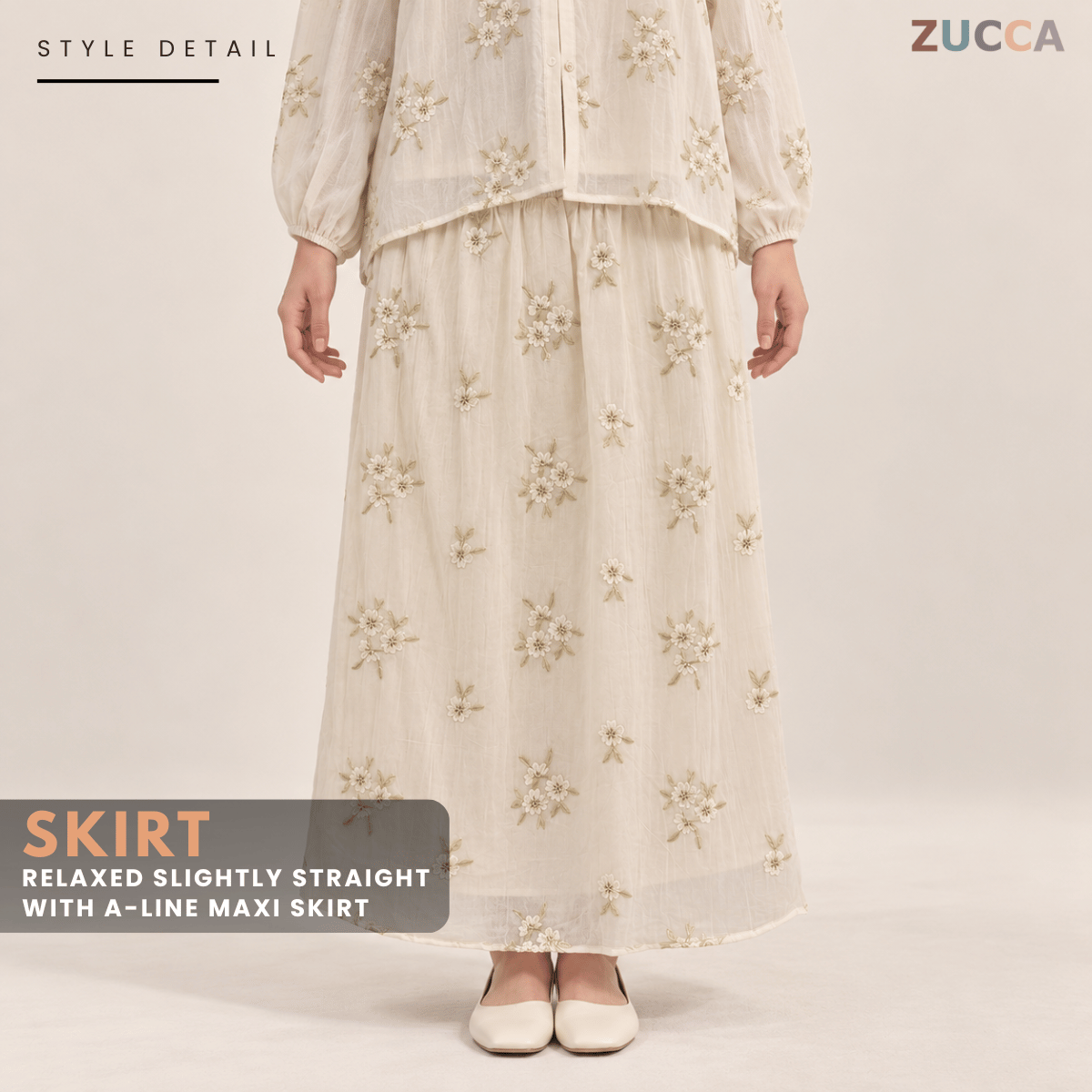 ZUCCA SURI SOFT ELEGANT EMBROIDERED SKIRT SET - MA264