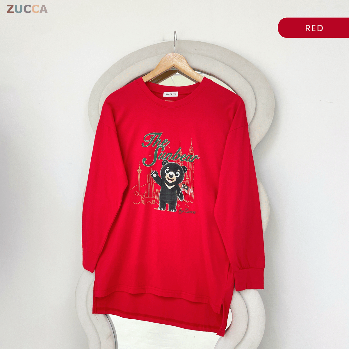 ZUCCA KELLY MERDEKA SUN BEAR GRAPHIC LONG SLEEVE TOP -MA269