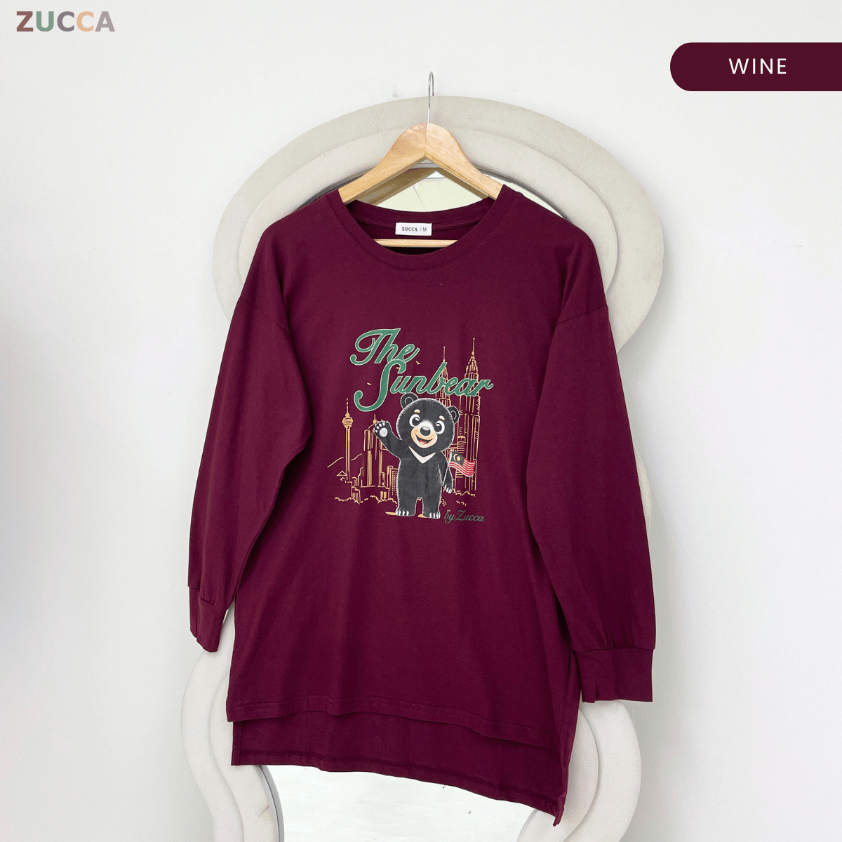 ZUCCA KELLY MERDEKA SUN BEAR GRAPHIC LONG SLEEVE TOP -MA269