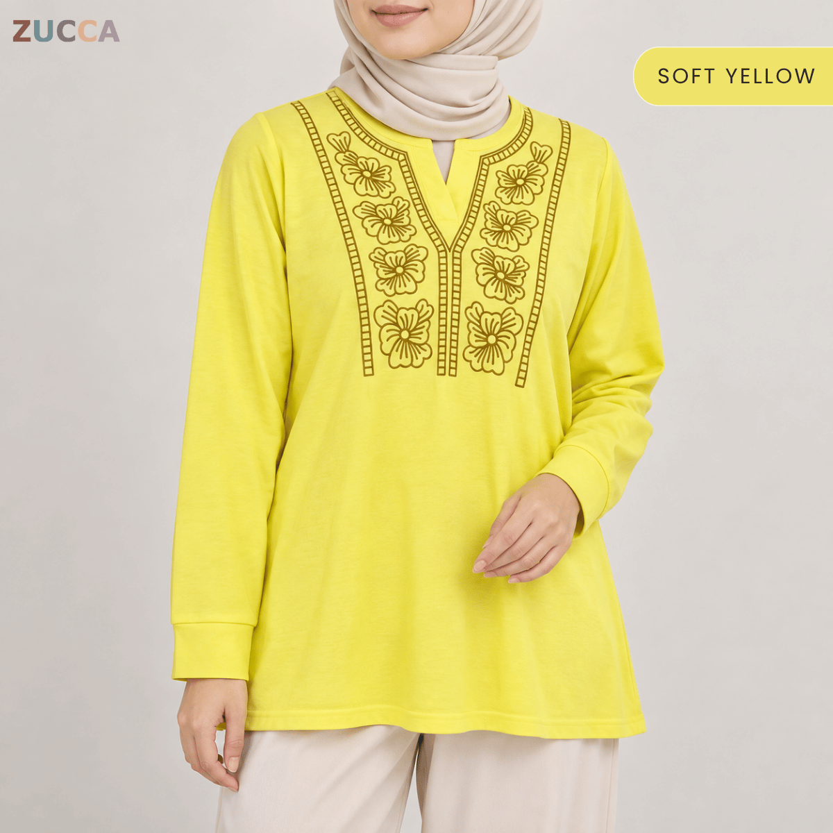 ZUCCA HELIZA WOMEN MODEST FLORAL EMBROIDERY BLOUSE - MA273
