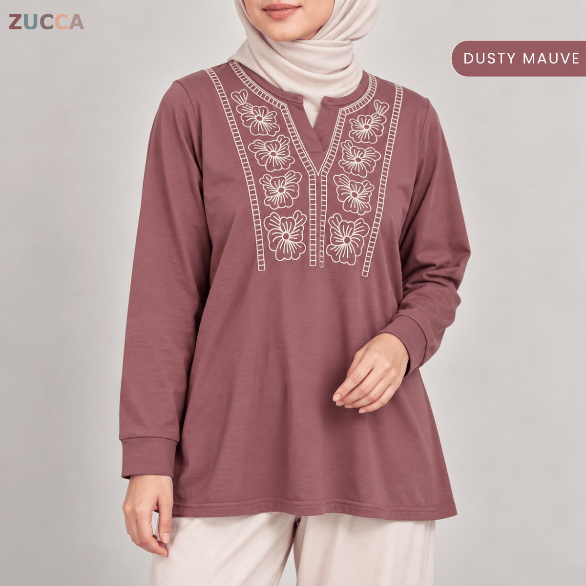 ZUCCA HELIZA WOMEN MODEST FLORAL EMBROIDERY BLOUSE - MA273