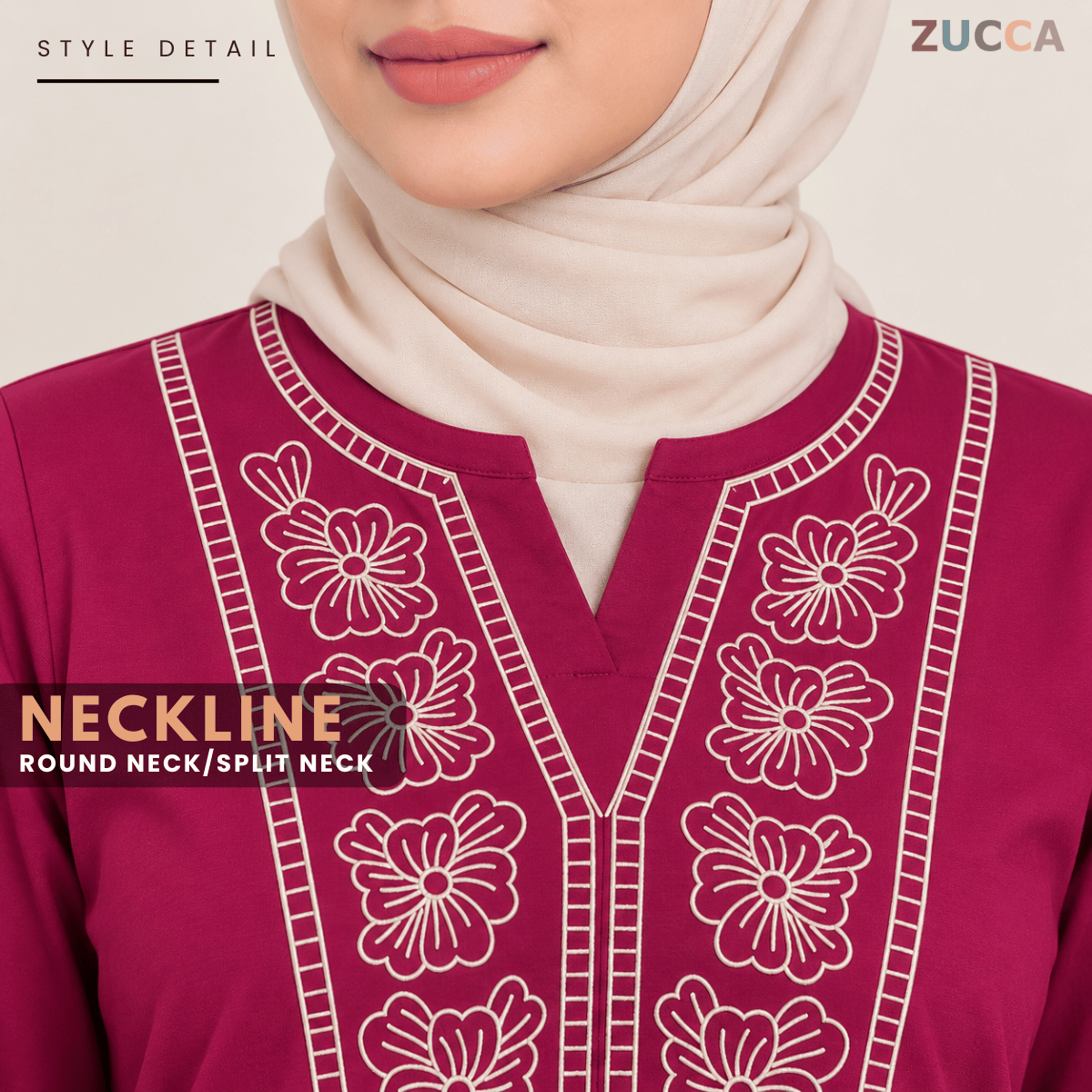 ZUCCA HELIZA WOMEN MODEST FLORAL EMBROIDERY BLOUSE - MA273