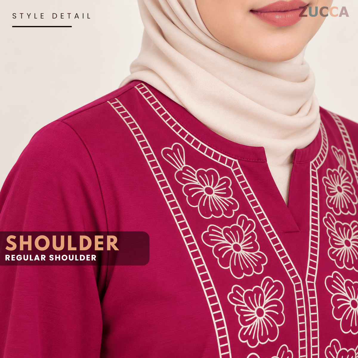 ZUCCA HELIZA WOMEN MODEST FLORAL EMBROIDERY BLOUSE - MA273