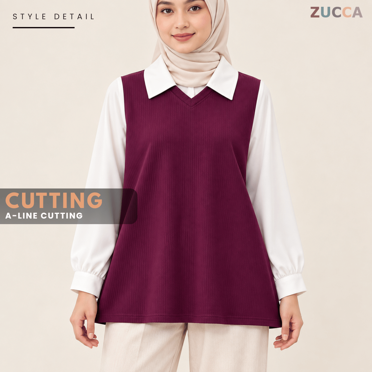 ZUCCA STACY RIBBED KNIT ATTACHED WOMEN BLOUSE - MA274