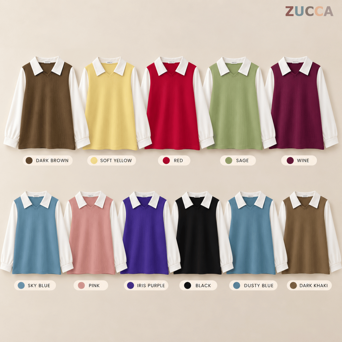 ZUCCA STACY RIBBED KNIT ATTACHED WOMEN BLOUSE - MA274