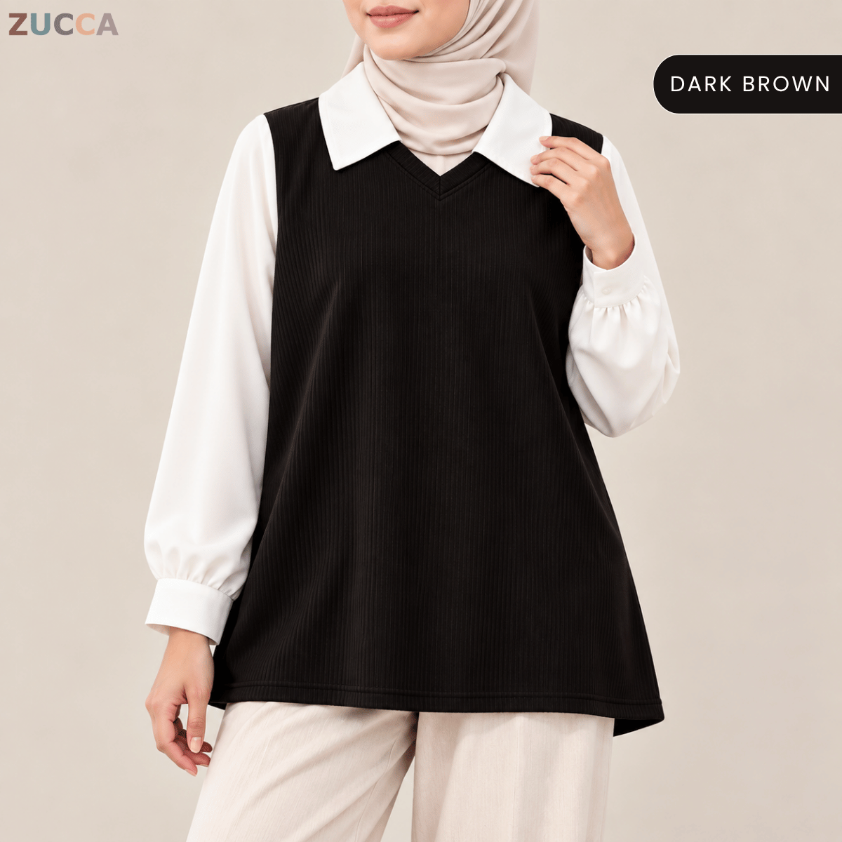 ZUCCA STACY RIBBED KNIT ATTACHED WOMEN BLOUSE - MA274