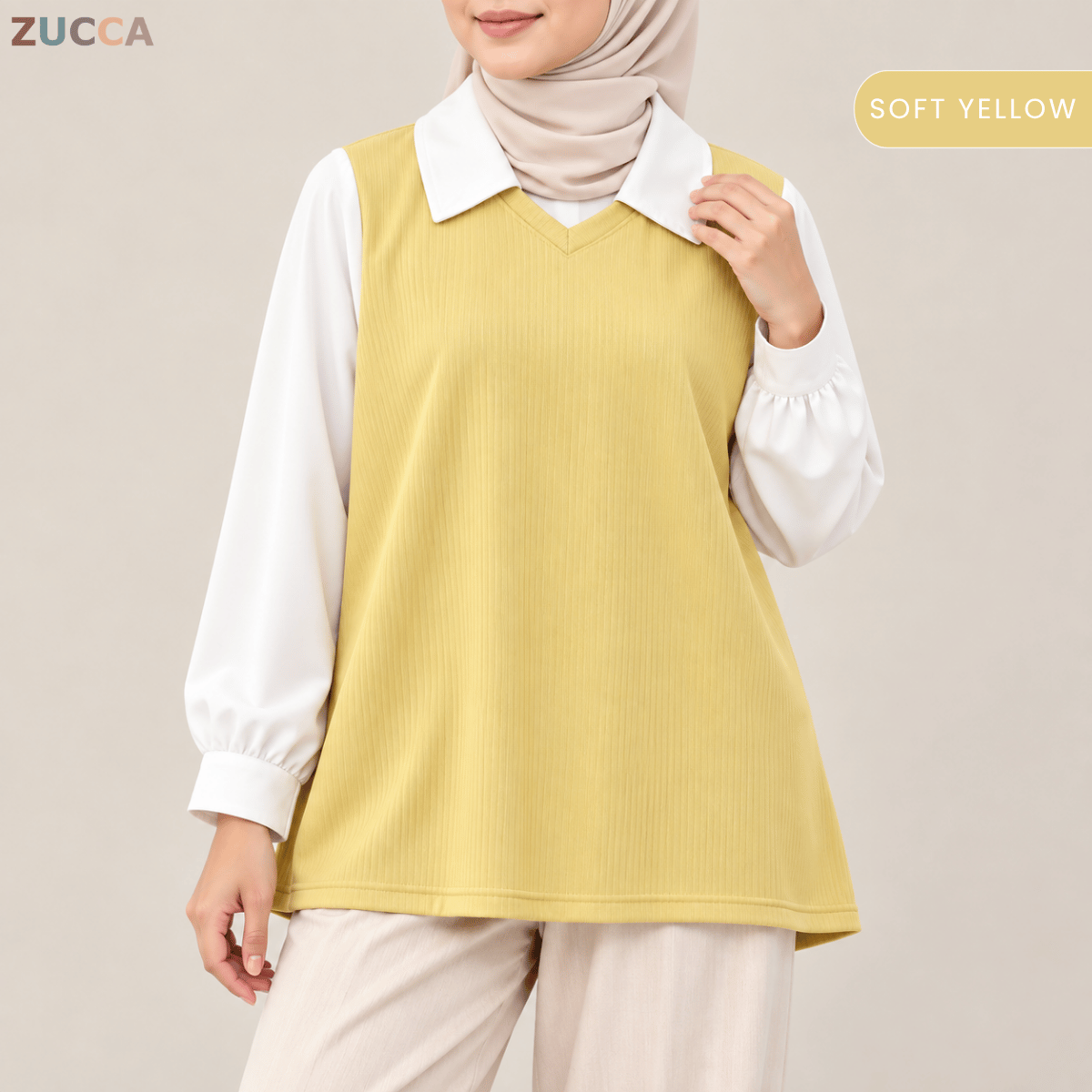 ZUCCA STACY RIBBED KNIT ATTACHED WOMEN BLOUSE - MA274
