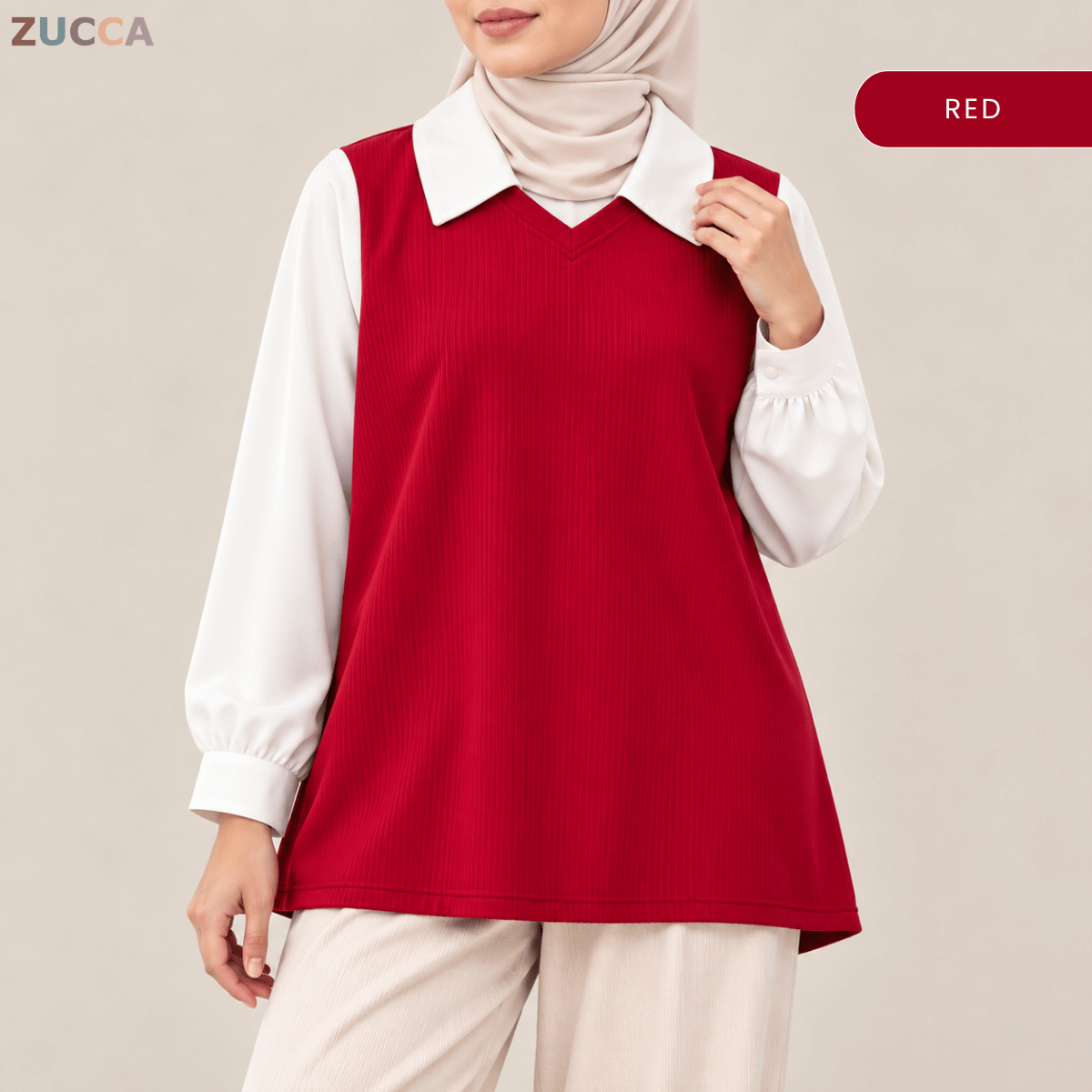 ZUCCA STACY RIBBED KNIT ATTACHED WOMEN BLOUSE - MA274