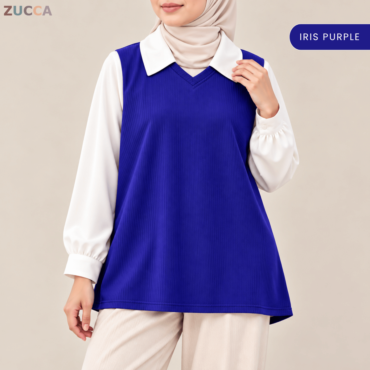 ZUCCA STACY RIBBED KNIT ATTACHED WOMEN BLOUSE - MA274