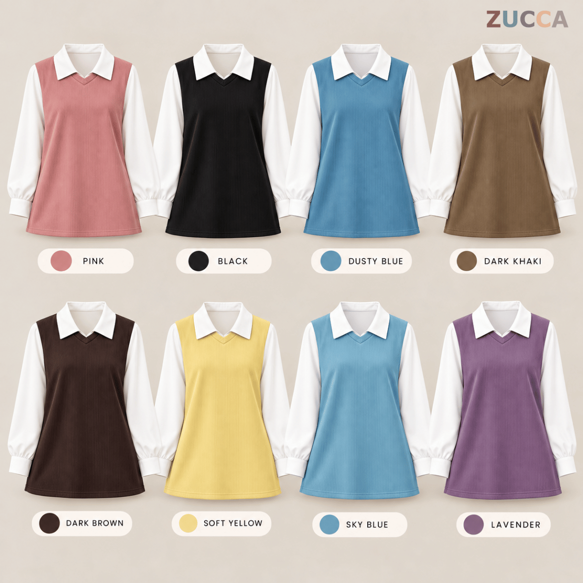 ZUCCA STACY RIBBED KNIT ATTACHED WOMEN BLOUSE - MA274