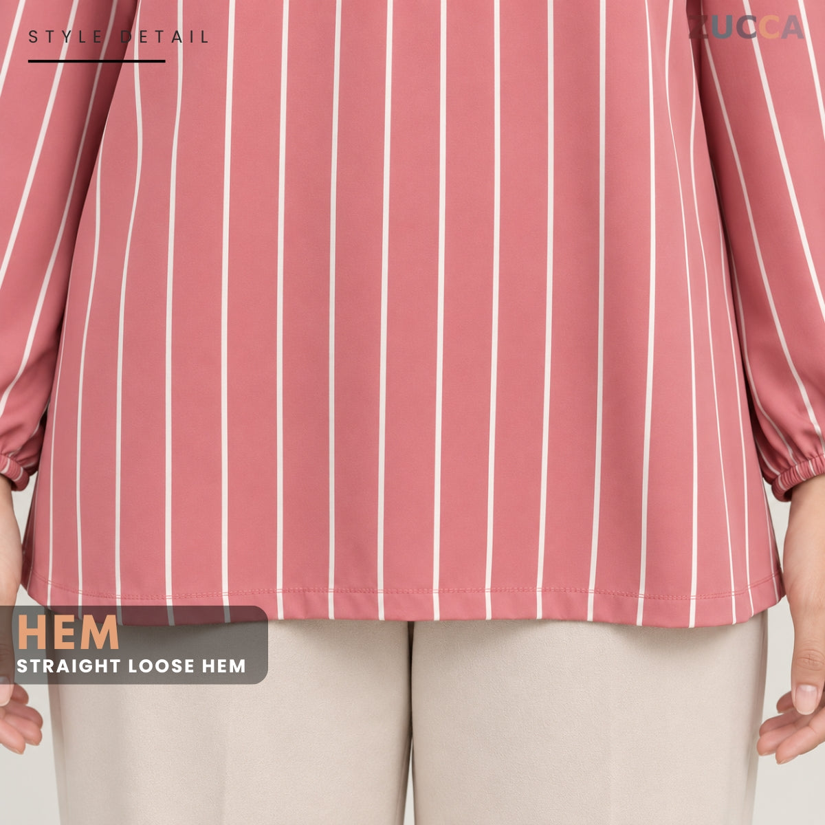 ZUCCA AINAA STRIPED BUTTON DETAIL LONG SLEEVE BLOUSE - MA286