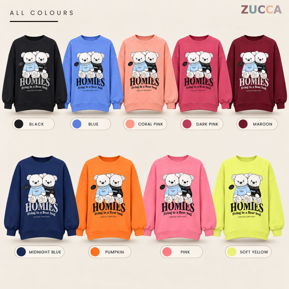 ZUCCA BALQIS TEDDY BEAR GRAPHIC SWEATSHIRT LONG SLEEVE-MA287