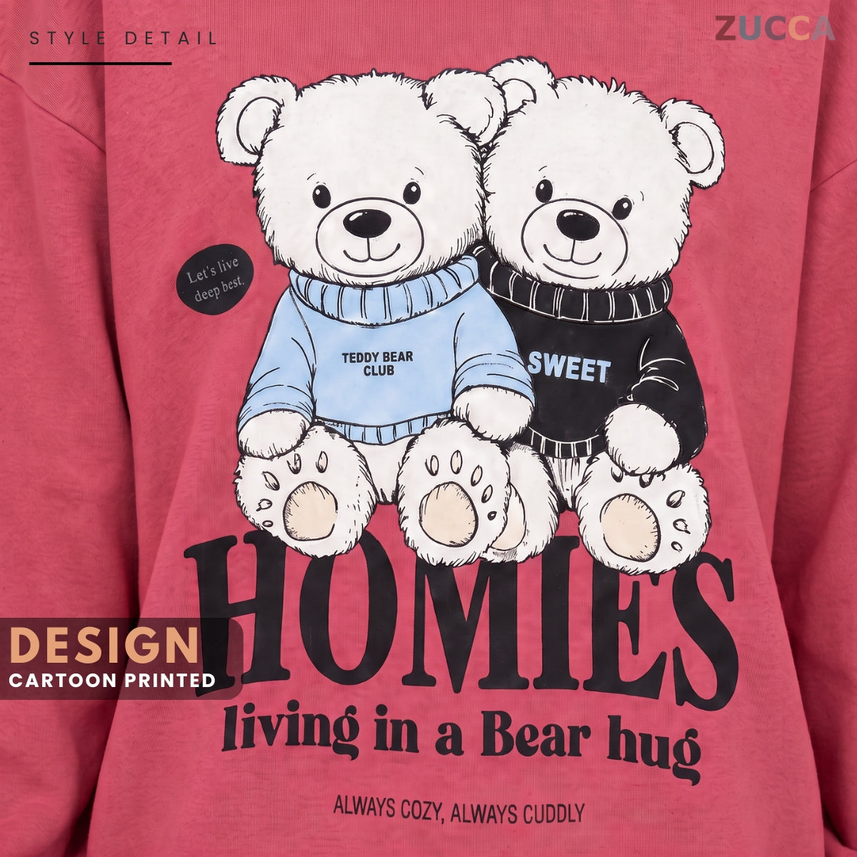 ZUCCA BALQIS TEDDY BEAR GRAPHIC SWEATSHIRT LONG SLEEVE-MA287