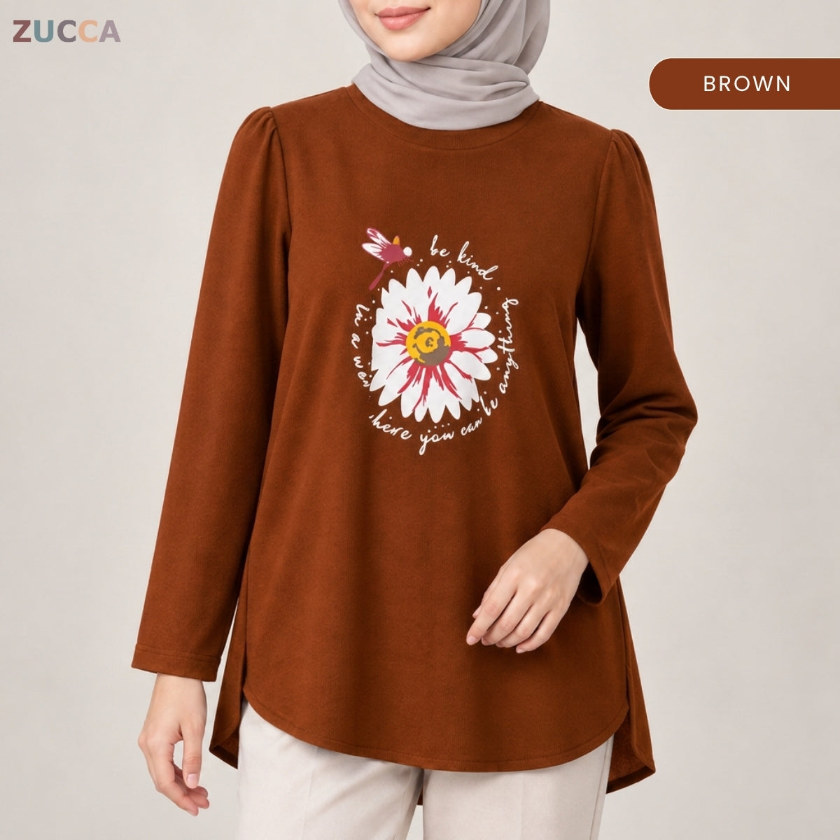 ZUCCA HANIM WOMEN MODEST FLORAL GRAPHIC BLOUSE - MA290