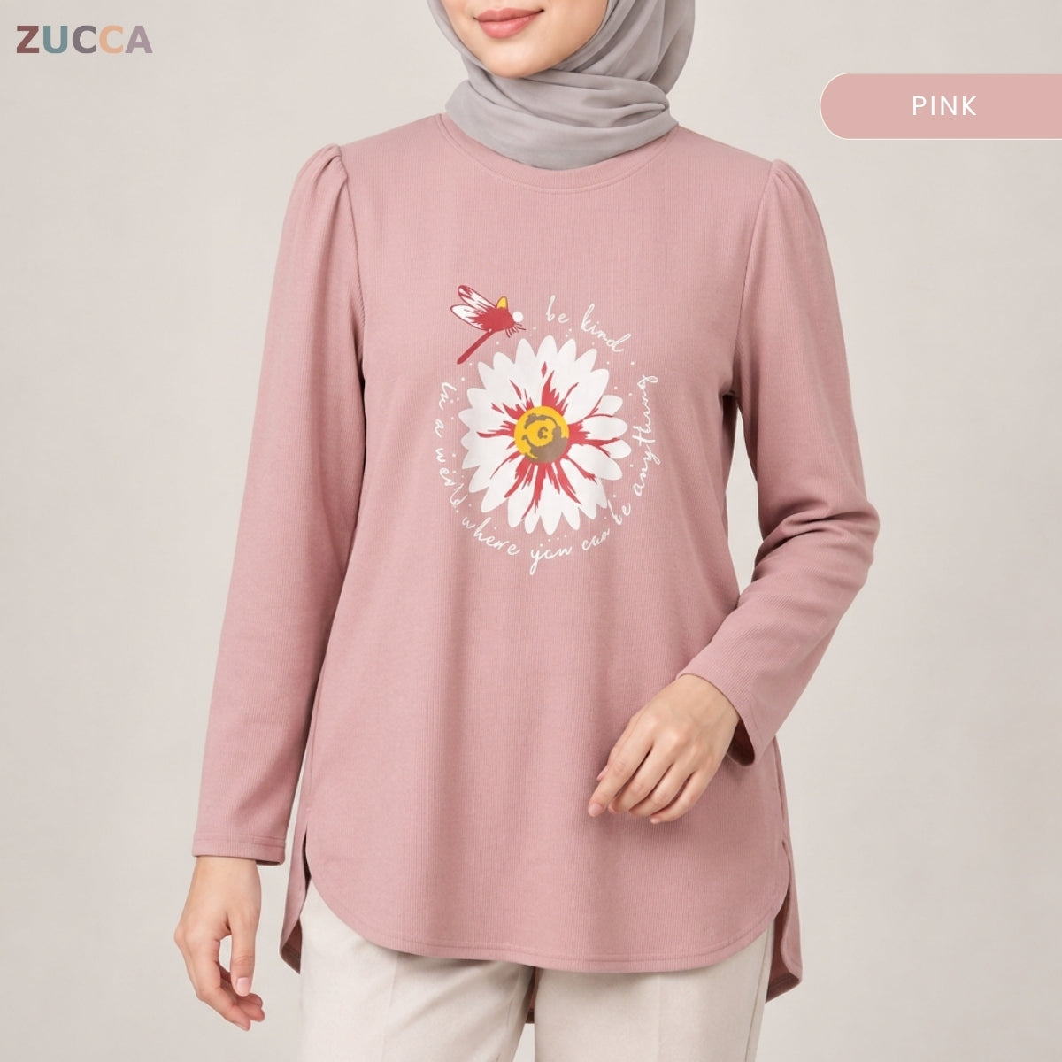 ZUCCA HANIM WOMEN MODEST FLORAL GRAPHIC BLOUSE - MA290