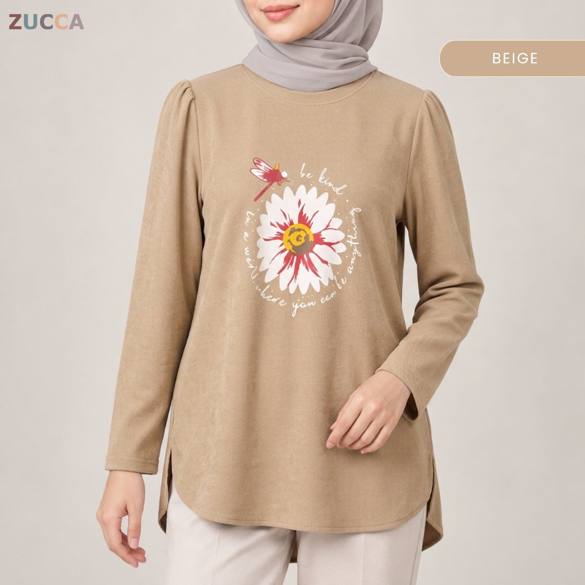 ZUCCA HANIM WOMEN MODEST FLORAL GRAPHIC BLOUSE - MA290