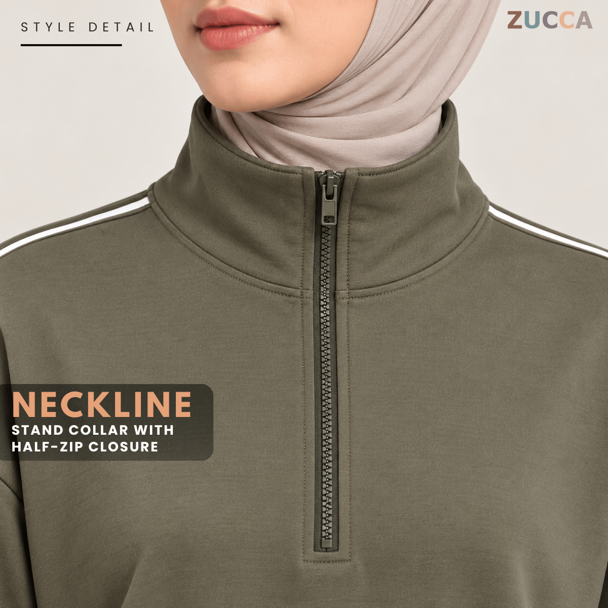 ZUCCA RAVEENA RELAXED CASUAL SPORTY HALF ZIP - MA297