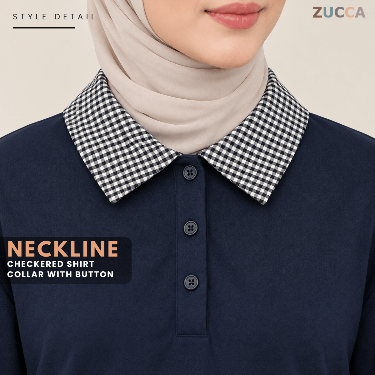 ZUCCA MARCELLA CLASSIC CHECKERED COLLAR MODEST SET - MA298