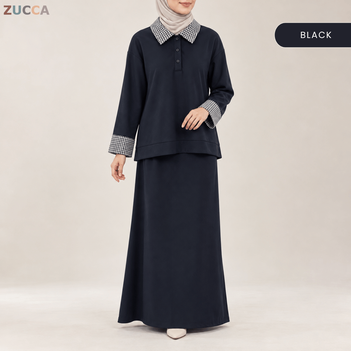 ZUCCA MARCELLA CLASSIC CHECKERED COLLAR MODEST SET - MA298