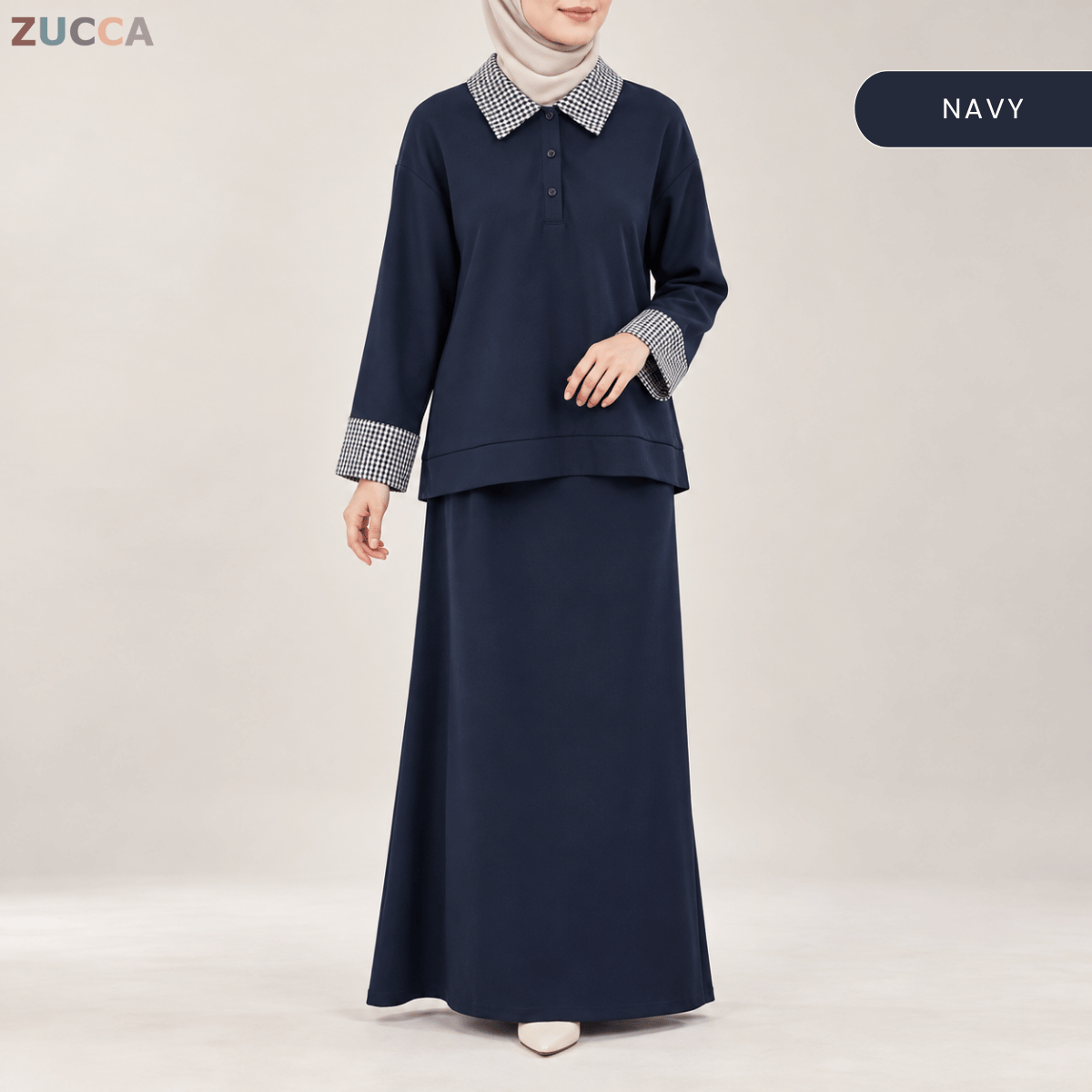ZUCCA MARCELLA CLASSIC CHECKERED COLLAR MODEST SET - MA298